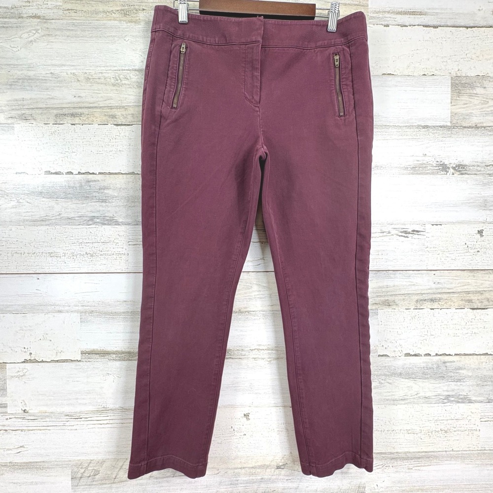 LOFT Marisa Skinny Pants Jeans Burgundy Size 10 Ankle Zipper Casual Work